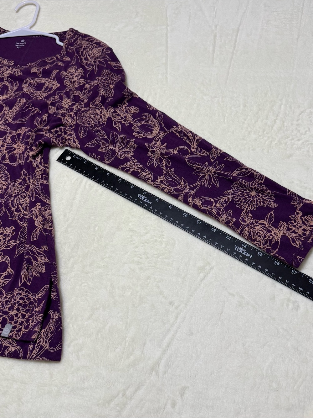 T By Talbots Long Sleeve T-Shirt Top Purple Floral Multi Color Stretch Size Lp - Picture 7 of 8